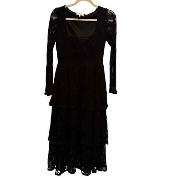 NSR Black Witchy/Goth Fairy/Romantic/Bustier Layered Lace Dress Women's Small - Picture 6 of 10